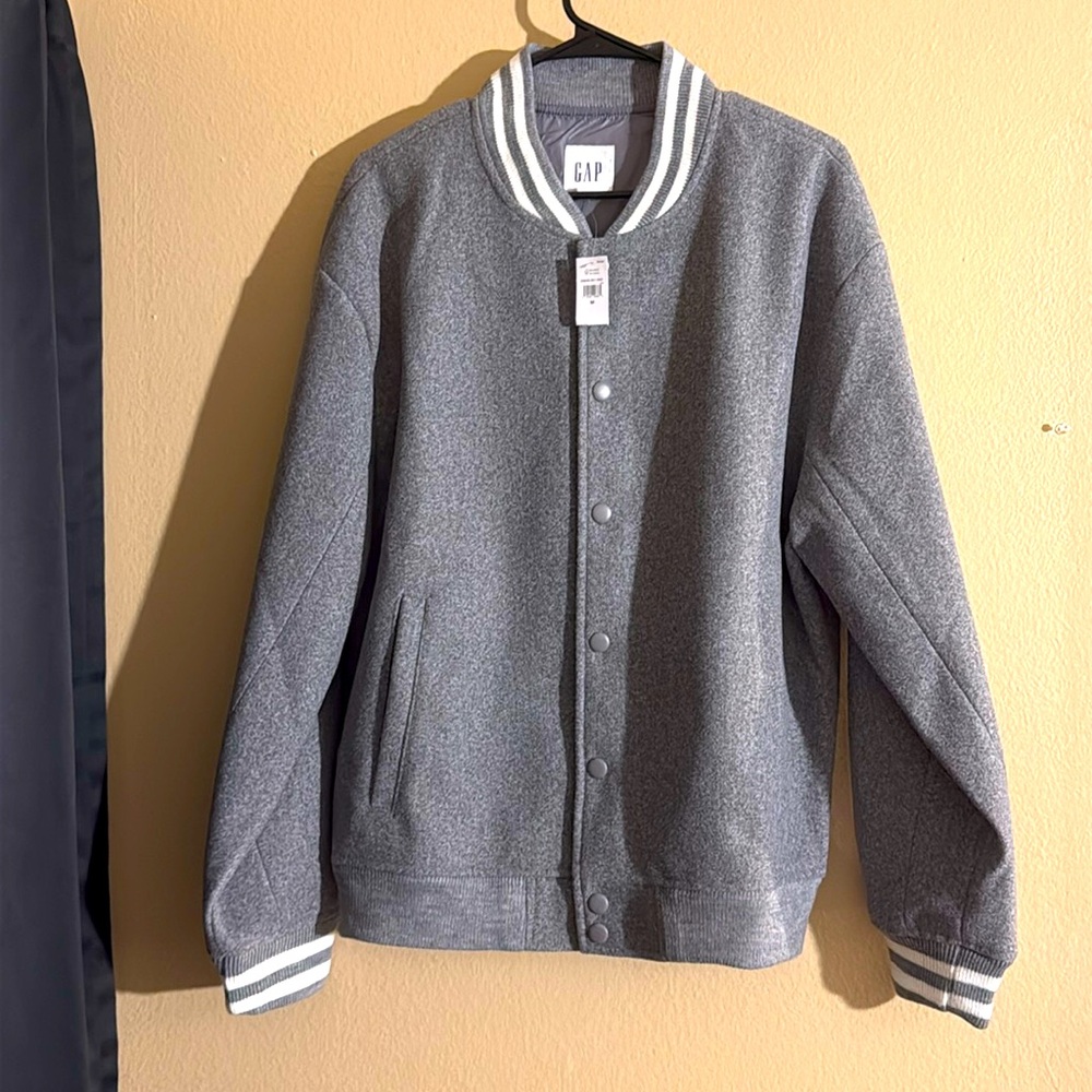 NEW! Gap Varsity Jacket - Gray - Size: M